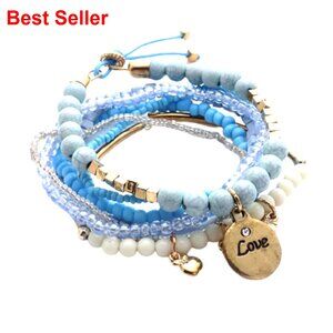 Stackable Bead Bracelets Multilayer Stretch Bangle Set